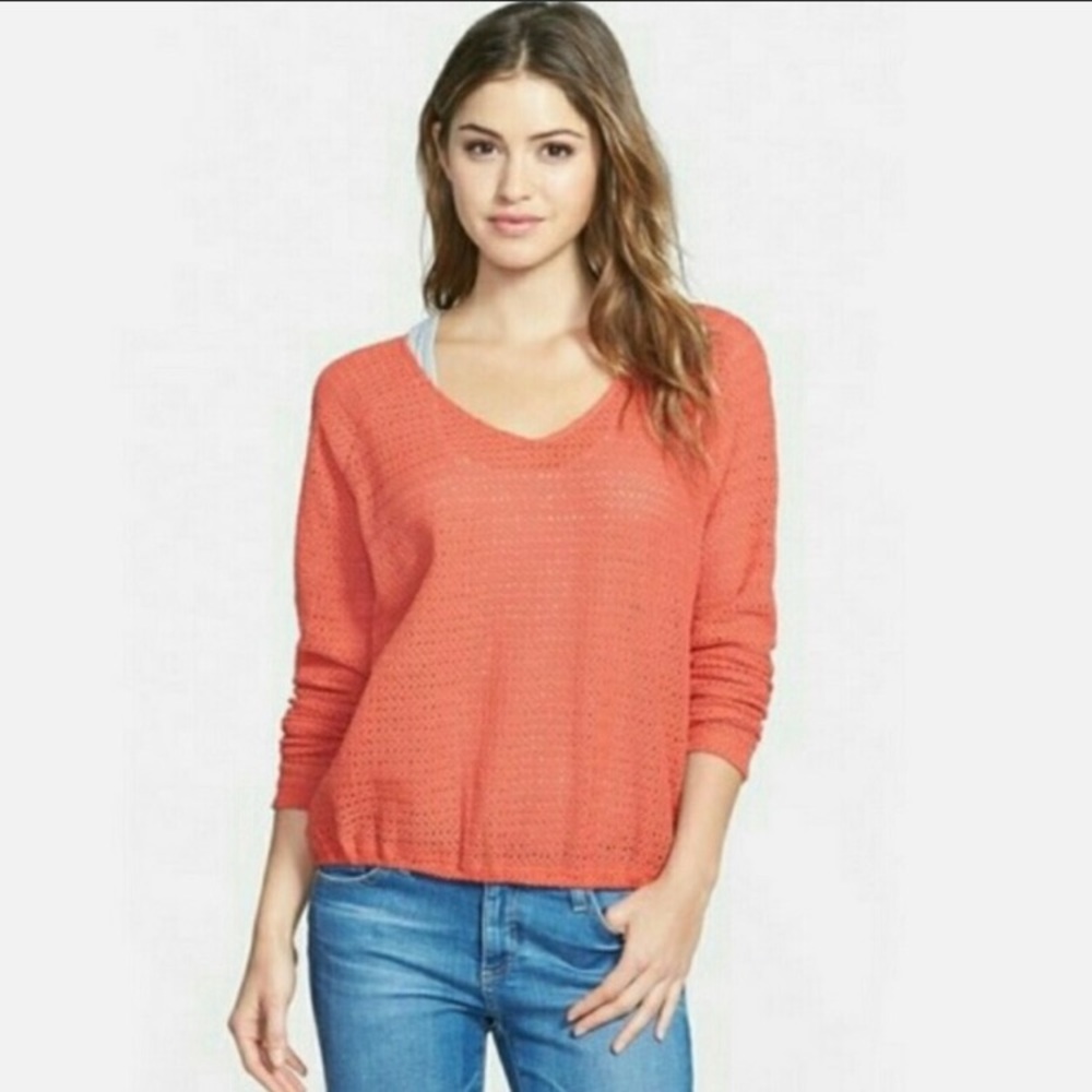 🍇 SANCTUARY Coral Open Stitch Top NWT $79 XS